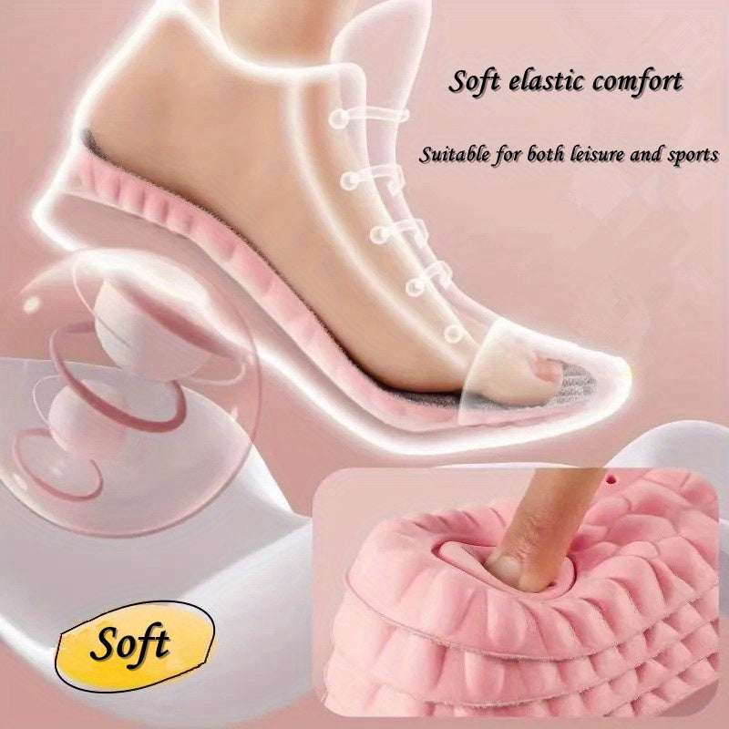 1pair Women'S Comfort Insoles, Soft Elastic Breathable Inserts, Customizable Size for Sports & Casual Shoes, Sweat-Absorbent, Pink - Available In Sizes 35-45 (9-10.63 Inches) SS69