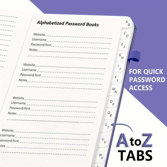 [Secure Password Book] Hardcover Password Book With Alphabetical Tabs | Password Keeper Notebooks For Seniors, Internet Password Logbook Journal, Address Organizer For Computer & Website Logins, Pocket Size SS69