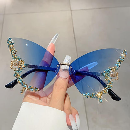 Trendy Summer Glasses - Rhinestone Butterfly Design, Tinted Lenses | Fashion Accessories for Outdoor Activities SS69