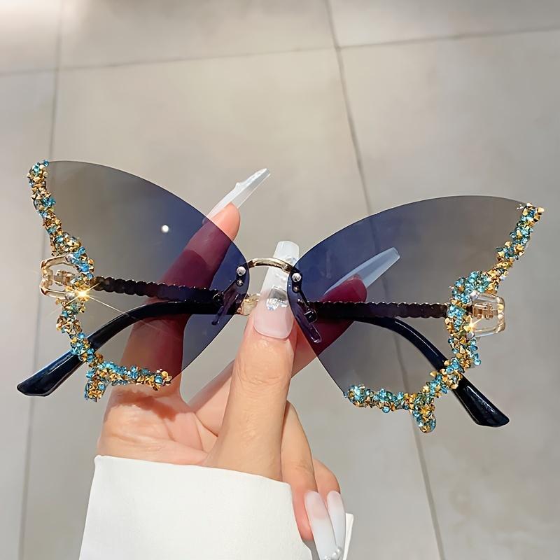 Trendy Summer Glasses - Rhinestone Butterfly Design, Tinted Lenses | Fashion Accessories for Outdoor Activities SS69