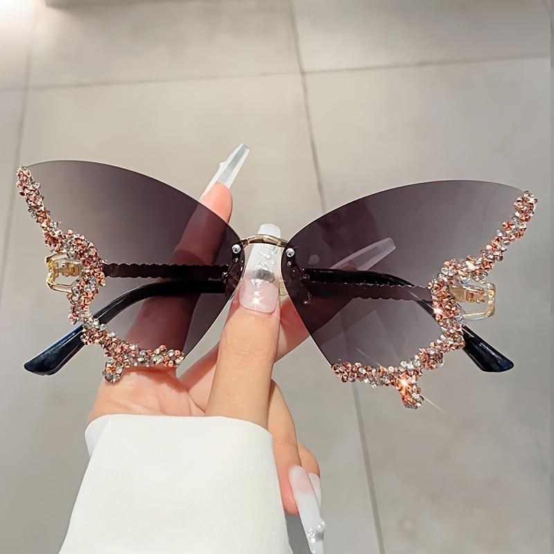 Trendy Summer Glasses - Rhinestone Butterfly Design, Tinted Lenses | Fashion Accessories for Outdoor Activities SS69