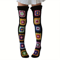 Cozy Winter Thigh Socks - Long Knit Over Knee Stockings - Boho Leg Warmers Crochet SS69 17.69 Black / One-size