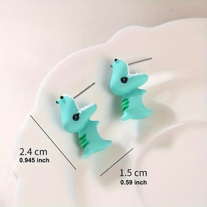 "Charming" 14-piece Cute Animal Earring Set - Dinosaur, Puppy And Whale Designs - Fun Clay-bite Jewelry Gift Fun Gifts And Accessories - SS69
