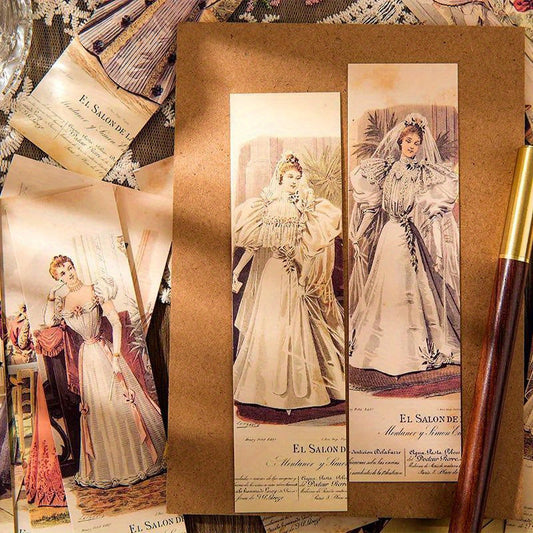 30PCS Exquisite Victorian Style Paper Bookmarks Set - Durable, Easy-to-Use, and Attractive Page Markers for Reading, Featuring Vintage Fashion Inspired Design, Perfect for Back-to-School Gifts, Teacher Appreciation, and Book SS69