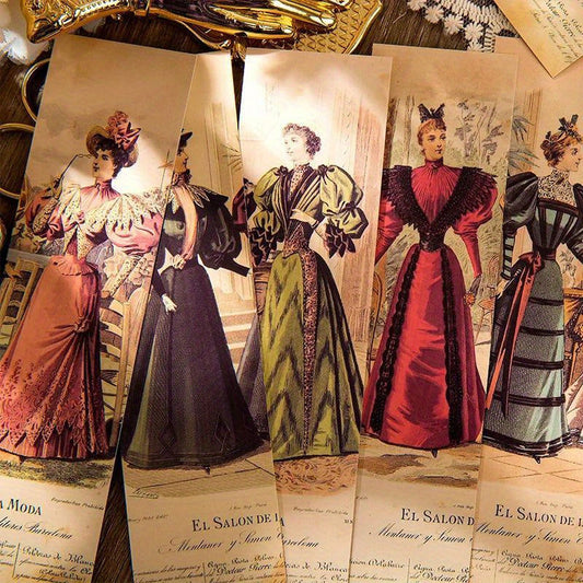 30PCS Exquisite Victorian Style Paper Bookmarks Set - Durable, Easy-to-Use, and Attractive Page Markers for Reading, Featuring Vintage Fashion Inspired Design, Perfect for Back-to-School Gifts, Teacher Appreciation, and Book SS69
