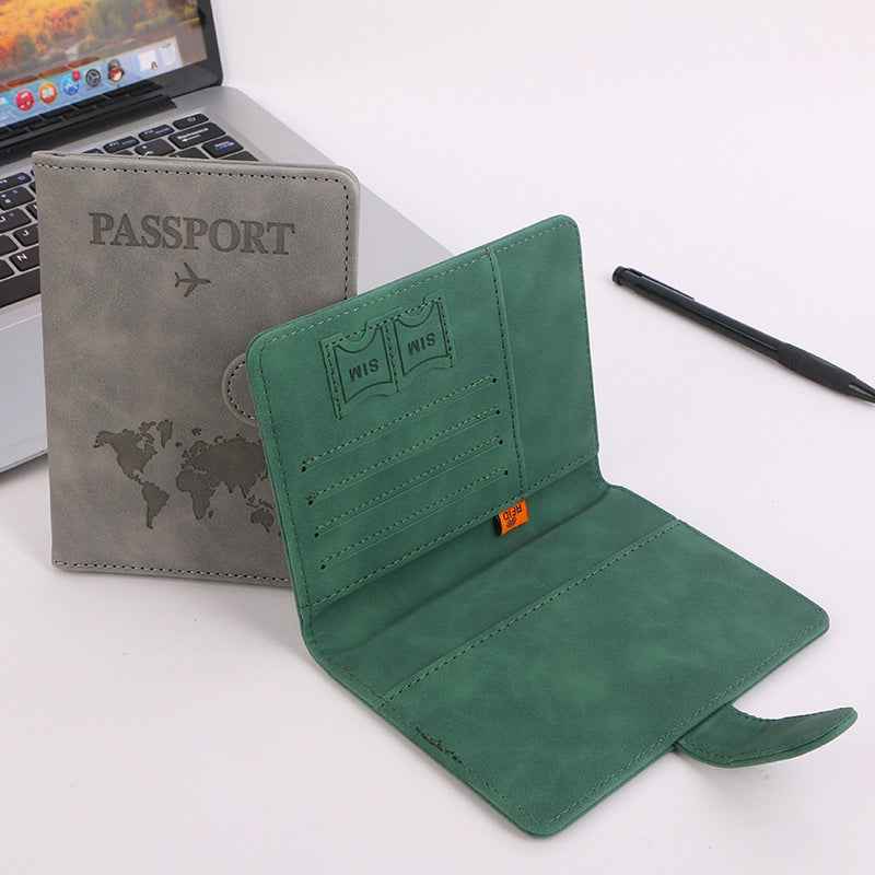 1Pc Anti Theft Travel Passport Card Bag, Multifunctional Passport Protection Cover, Multi Card Passport Clip, PU Leather Wallet