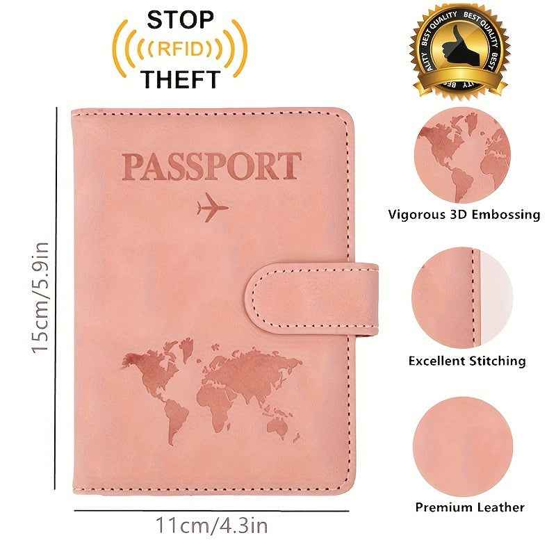1Pc Anti Theft Travel Passport Card Bag, Multifunctional Passport Protection Cover, Multi Card Passport Clip, PU Leather Wallet