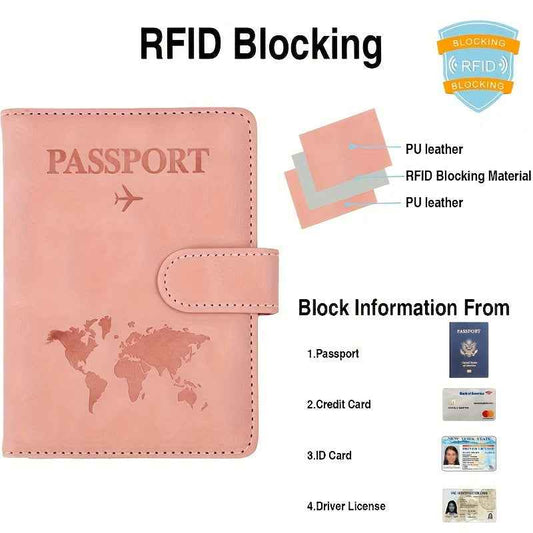 1Pc Anti Theft Travel Passport Card Bag, Multifunctional Passport Protection Cover, Multi Card Passport Clip, PU Leather Wallet