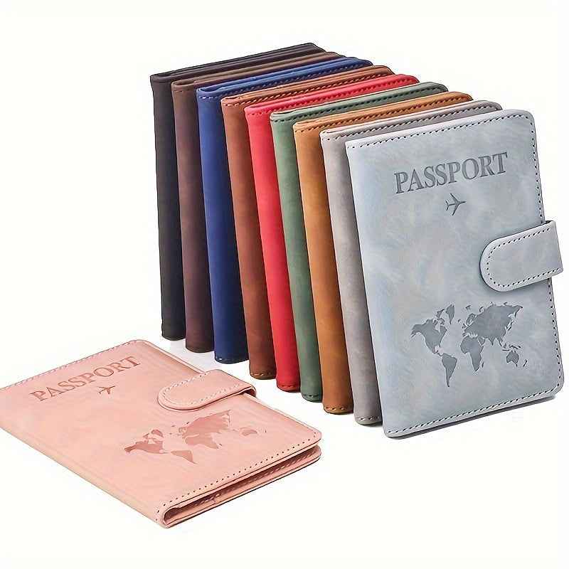 1Pc Anti Theft Travel Passport Card Bag, Multifunctional Passport Protection Cover, Multi Card Passport Clip, PU Leather Wallet