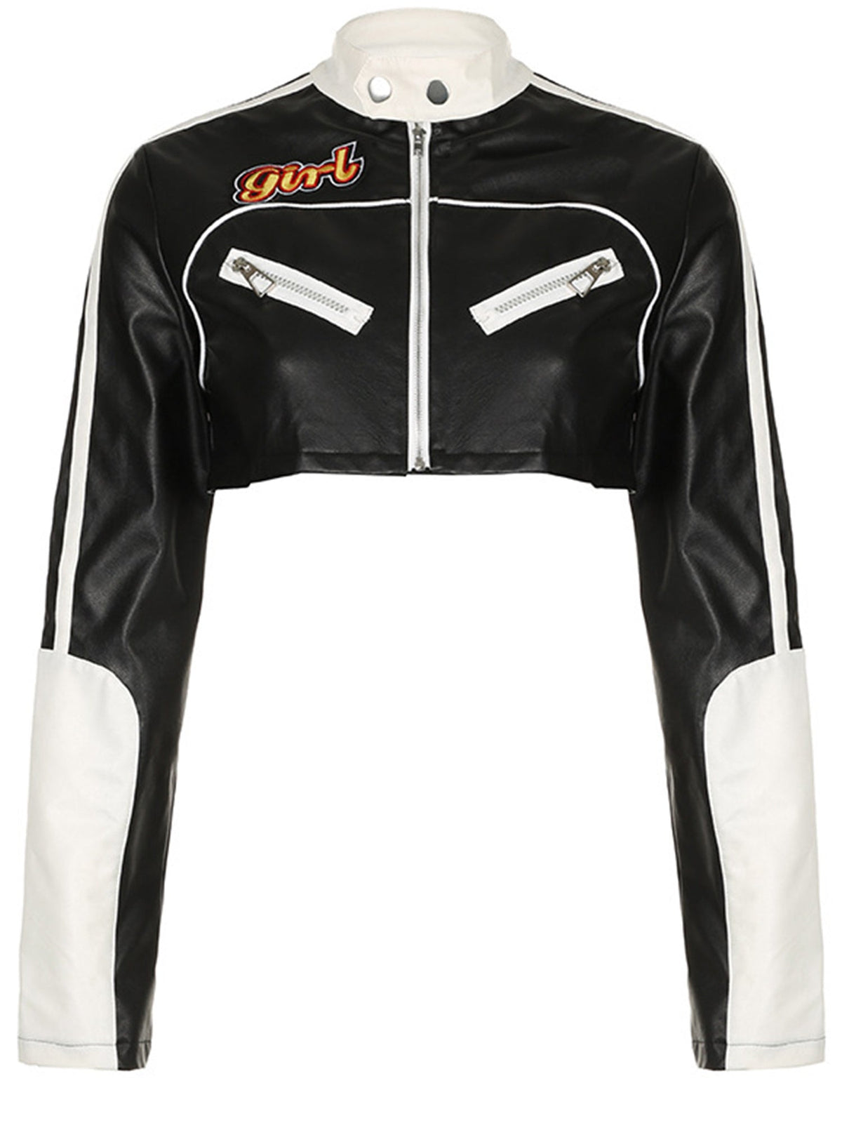 Y2K Gothic PU Jackets - High Waisted, Punk Patchwork, Streetwear Crop Coats for Fashion SS69