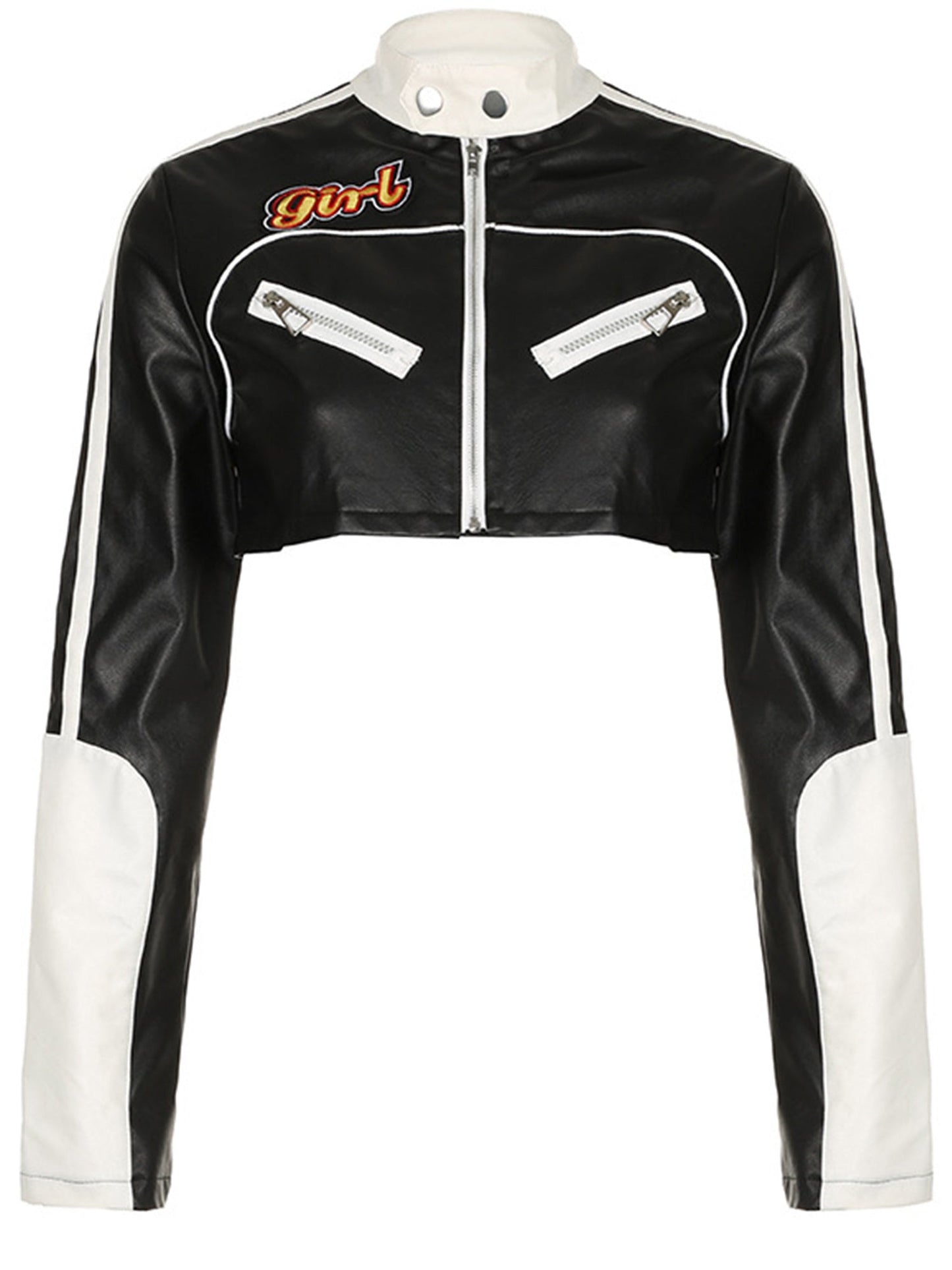 Y2K Gothic PU Jackets - High Waisted, Punk Patchwork, Streetwear Crop Coats for Fashion SS69