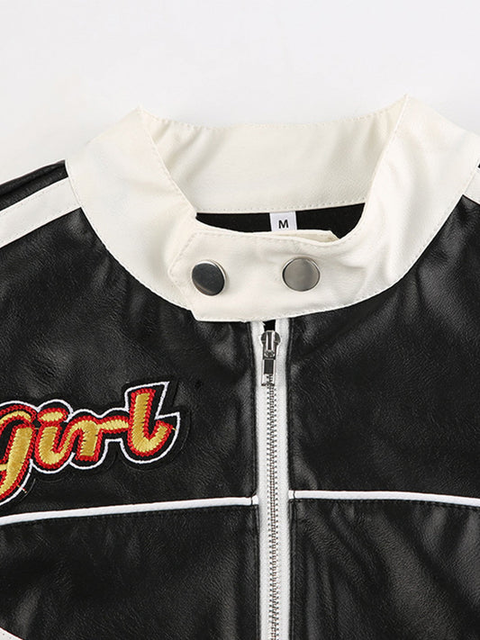 Y2K Gothic PU Jackets - High Waisted, Punk Patchwork, Streetwear Crop Coats for Fashion SS69