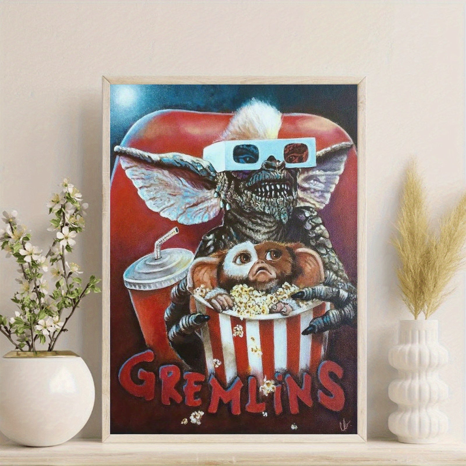 1pc Gremlins Canvas Poster - Frameless Retro Movie Art Wall Decor, Nostalgic Pop Culture Canvas Print for Living Room, Home Theater, 80s Movie Memorabilia, Geek Gift, Collector's Item, 30.48x45.72cm SS69