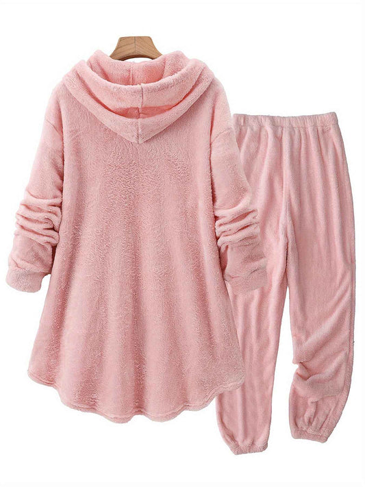 Plus Size - A Group of Dogs with a Letter Print on The Back, Featuring a Thick Fleece Set for Plus-Size Women'S Autumn And Winter Loungewear.