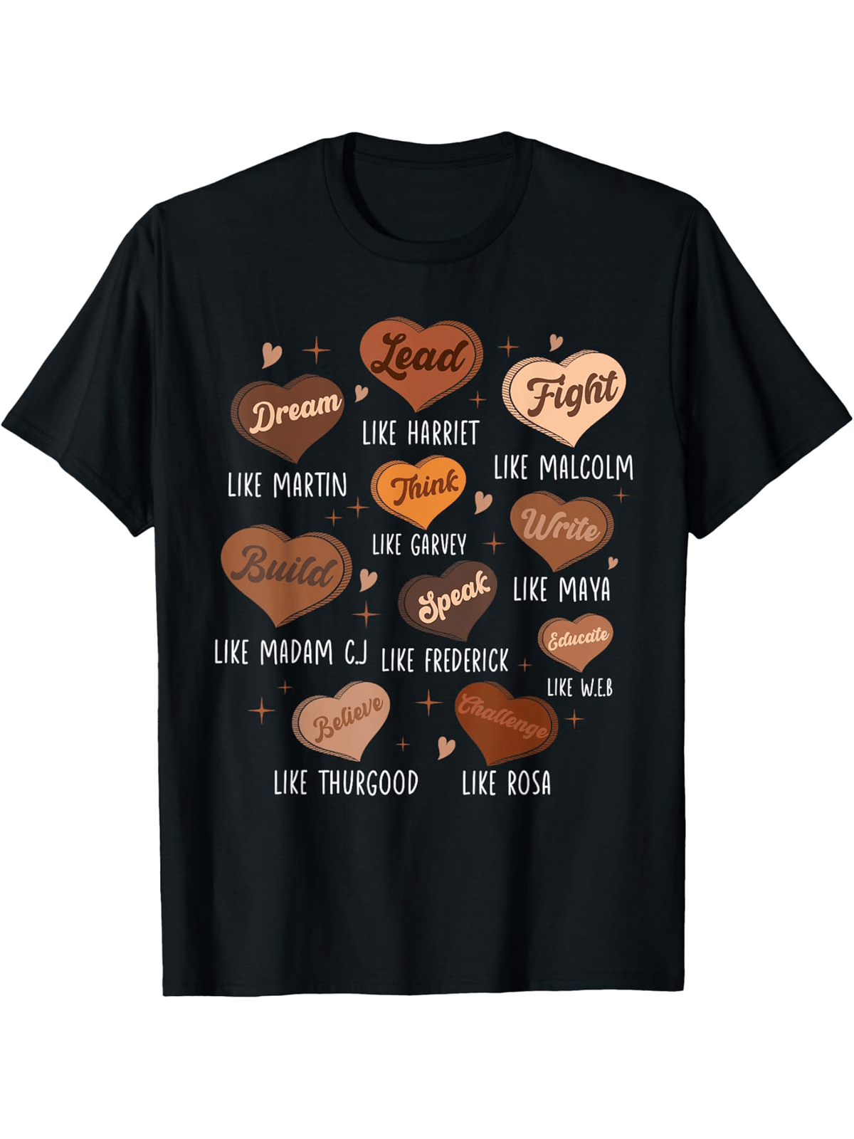 Black History Month Dream Like Martin African Leader Hearts T-Shirt Cotton Fun Design DIYMen's Soft Summer and winter breathable comfortable casual sports Halloween and Christmas gifts SS69