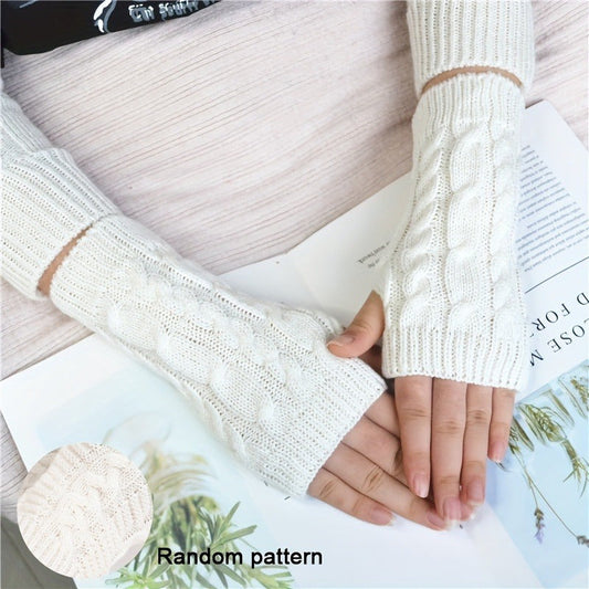 [Cozy Comfort] Women'S White Half-Finger Gloves - Elastic Fingerless Warmth, Stretchy & Comfortable for Winter Touchscreen Use, Winter Gloves SS69 10.69 White
