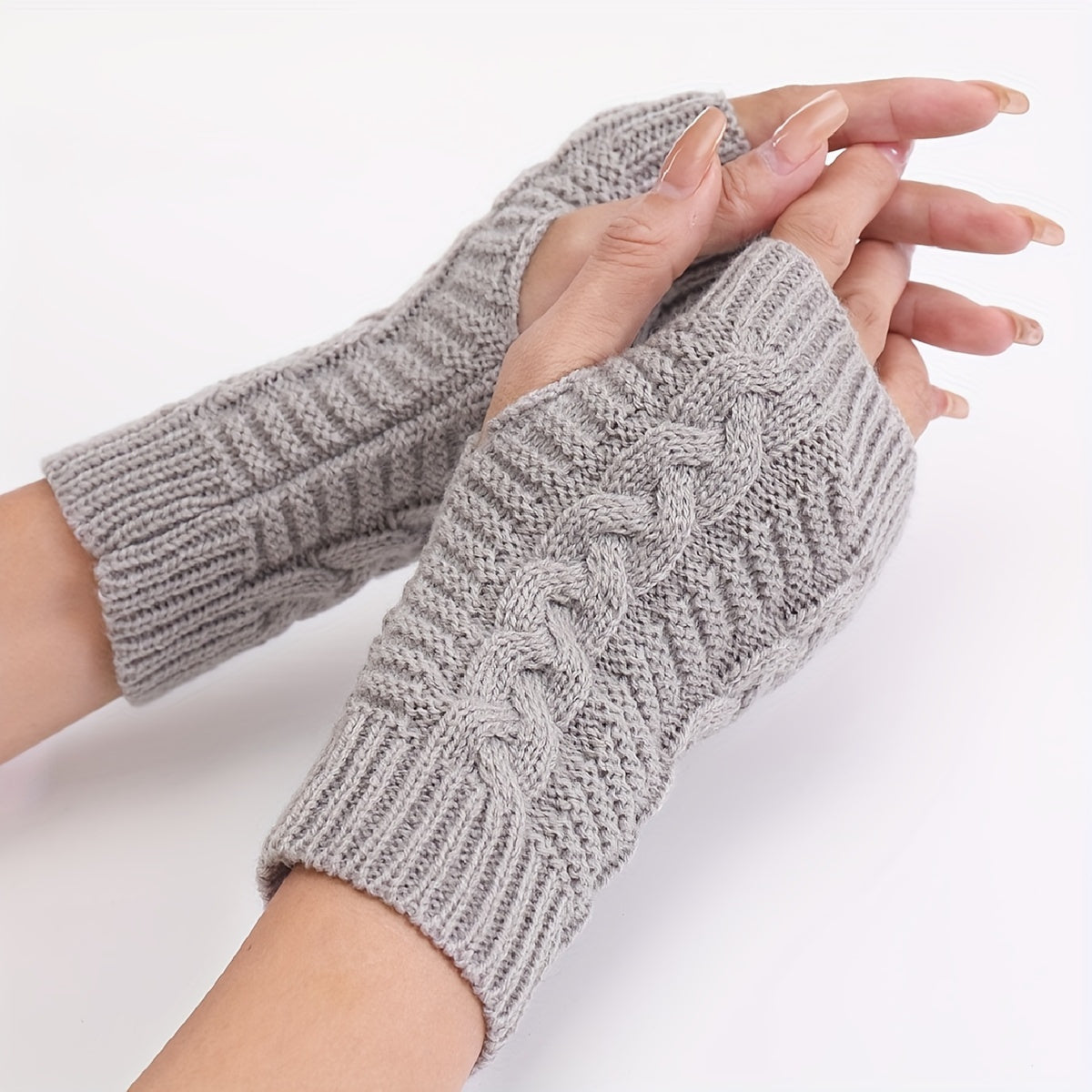 [Cozy Comfort] Women'S White Half-Finger Gloves - Elastic Fingerless Warmth, Stretchy & Comfortable for Winter Touchscreen Use, Winter Gloves SS69