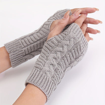[Cozy Comfort] Women'S White Half-Finger Gloves - Elastic Fingerless Warmth, Stretchy & Comfortable for Winter Touchscreen Use, Winter Gloves SS69