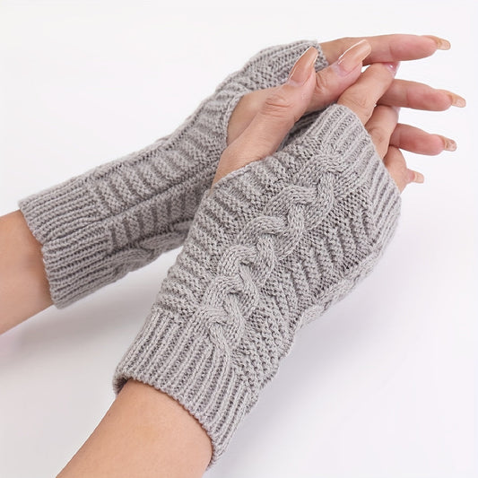 [Cozy Comfort] Women'S White Half-Finger Gloves - Elastic Fingerless Warmth, Stretchy & Comfortable for Winter Touchscreen Use, Winter Gloves SS69