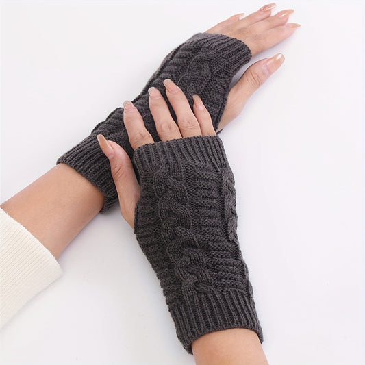 [Cozy Comfort] Women'S White Half-Finger Gloves - Elastic Fingerless Warmth, Stretchy & Comfortable for Winter Touchscreen Use, Winter Gloves SS69