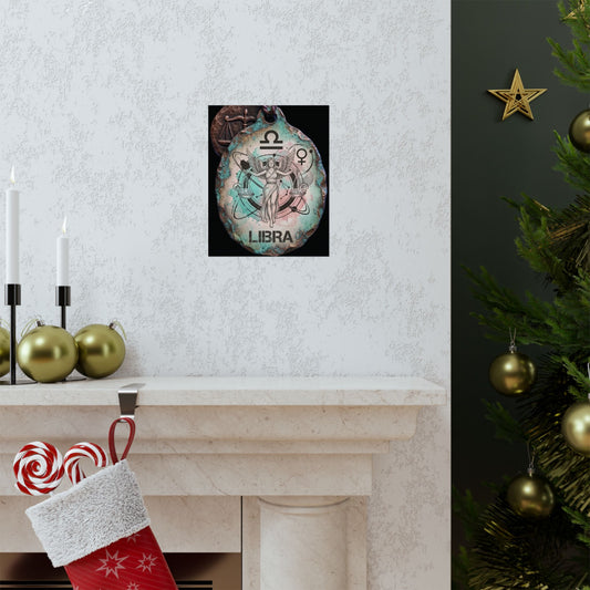 Libra Zodiac Matte Poster — Vintage Scales Astrology Wall Art