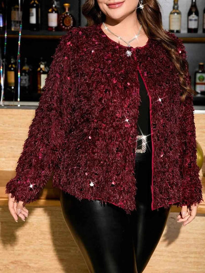 Chikora Women's Oversized Faux Fur Jacket with Long Sleeves and Open Front