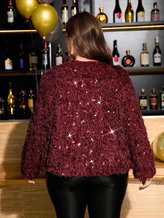 Chikora Women's Oversized Faux Fur Jacket with Long Sleeves and Open Front