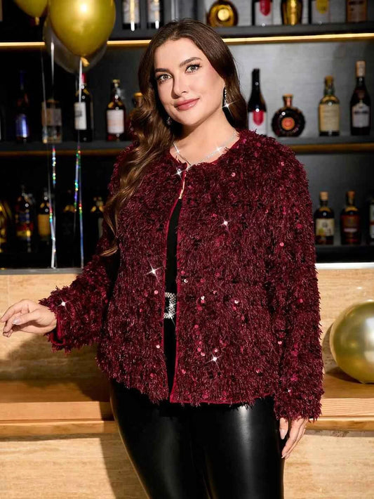 Chikora Women's Oversized Faux Fur Jacket with Long Sleeves and Open Front