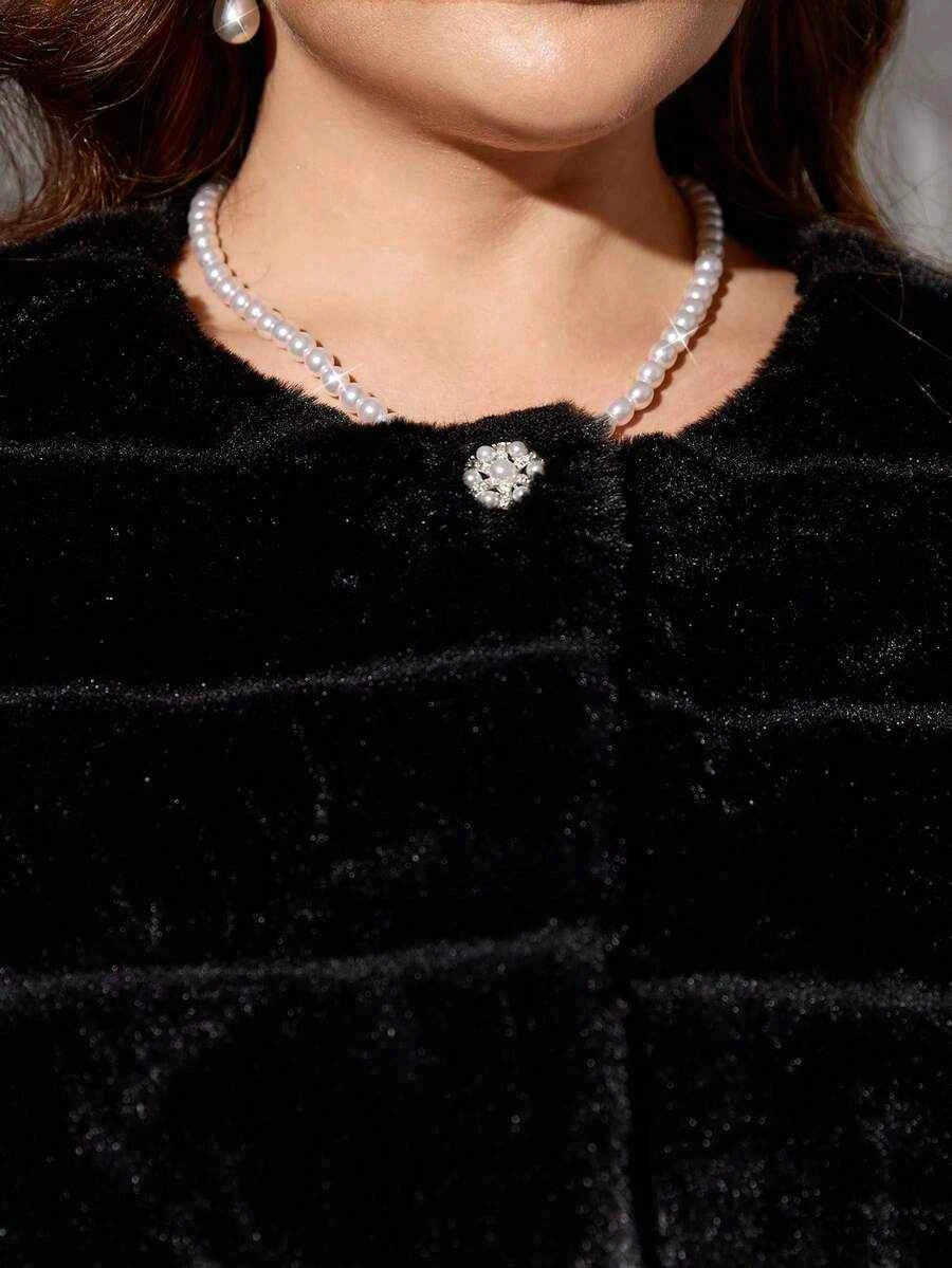 Chikora Women's Oversized Faux Fur Jacket with Long Sleeves and Open Front