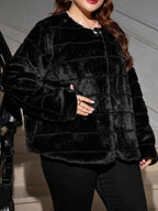 Chikora Women's Oversized Faux Fur Jacket with Long Sleeves and Open Front