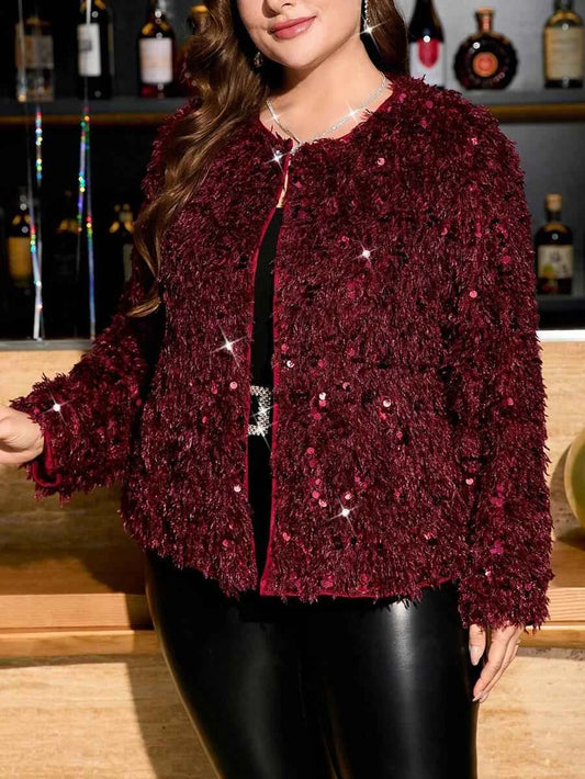 Chikora Women's Oversized Faux Fur Jacket with Long Sleeves and Open Front