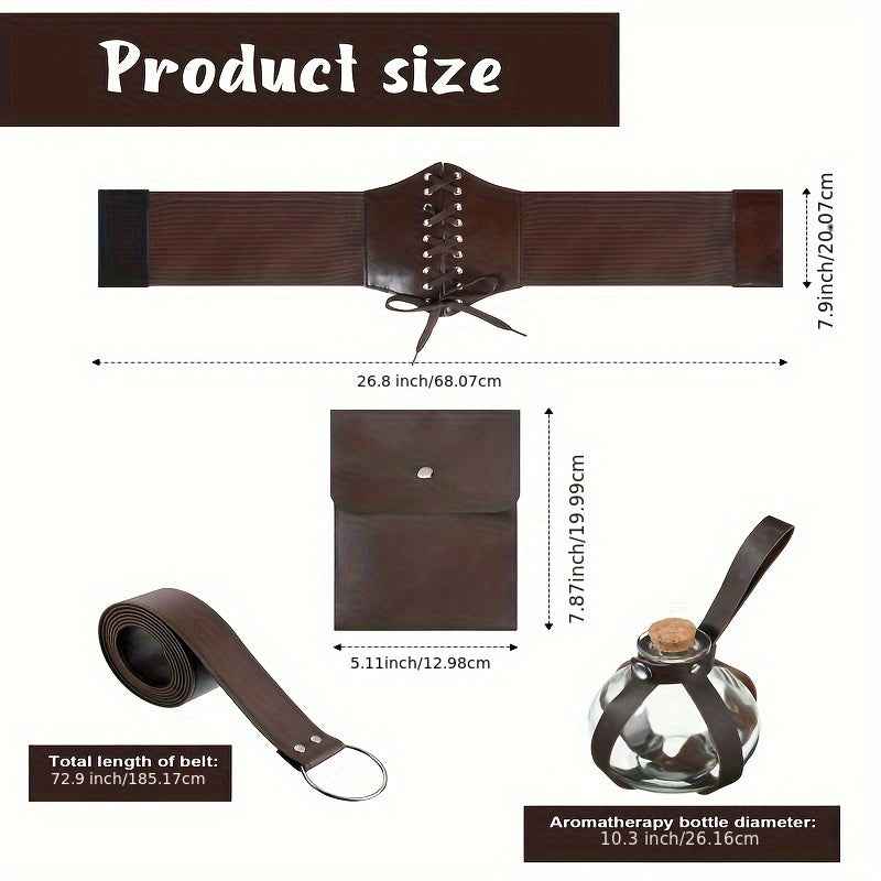 Women's Medieval Renaissance Dress Costume with Corset Belt & Pouch - Bohemian Style Medieval Attire, Scale/Impressions (Not Feathers), Standard Sizing (No Plus Size) for Renaissance Fairs, Medieval Parties, Historical Events