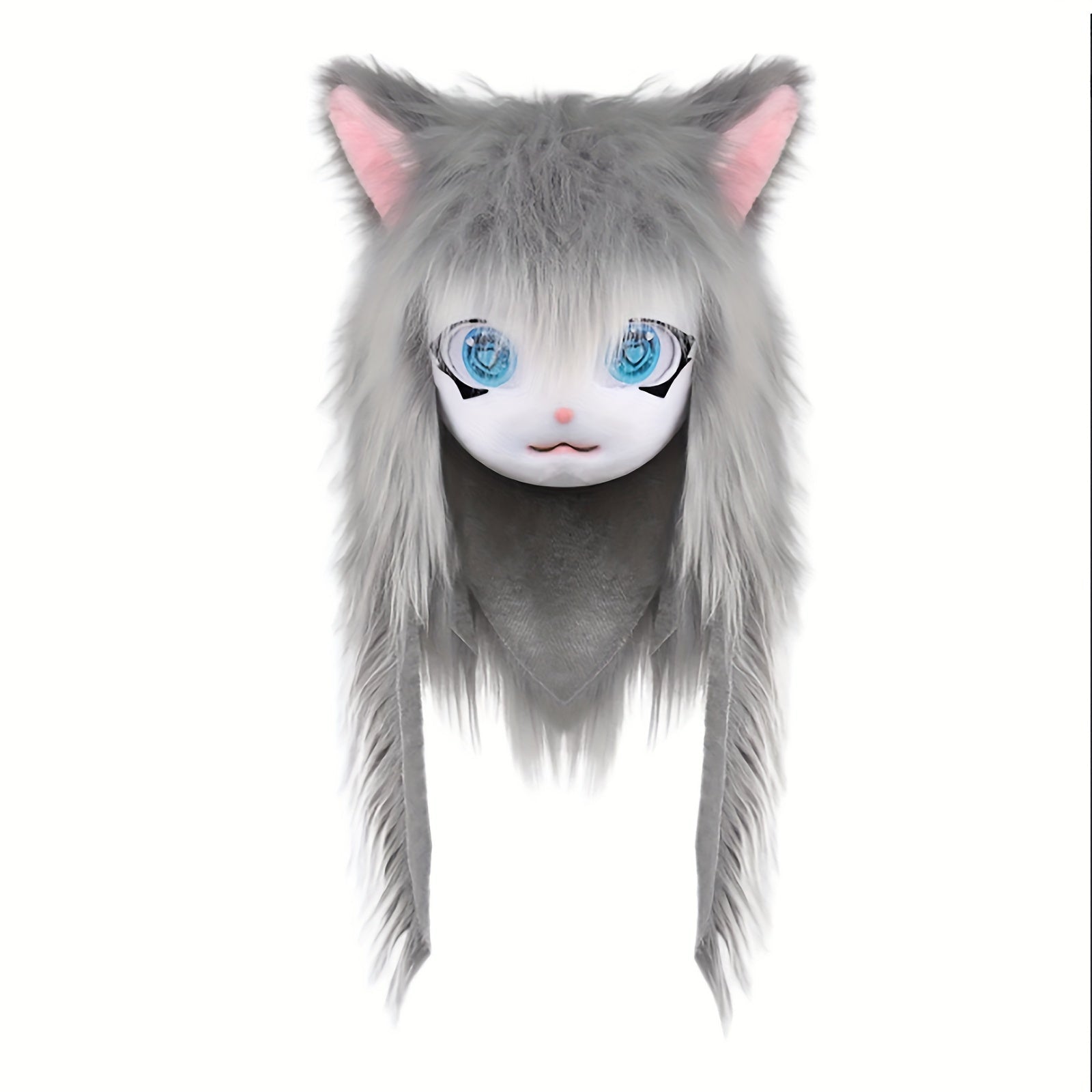 Animal Head Cat Fursuit Cut Mask Halloween Masquerade Cosplay Costume Props SS69 46.69 Gray