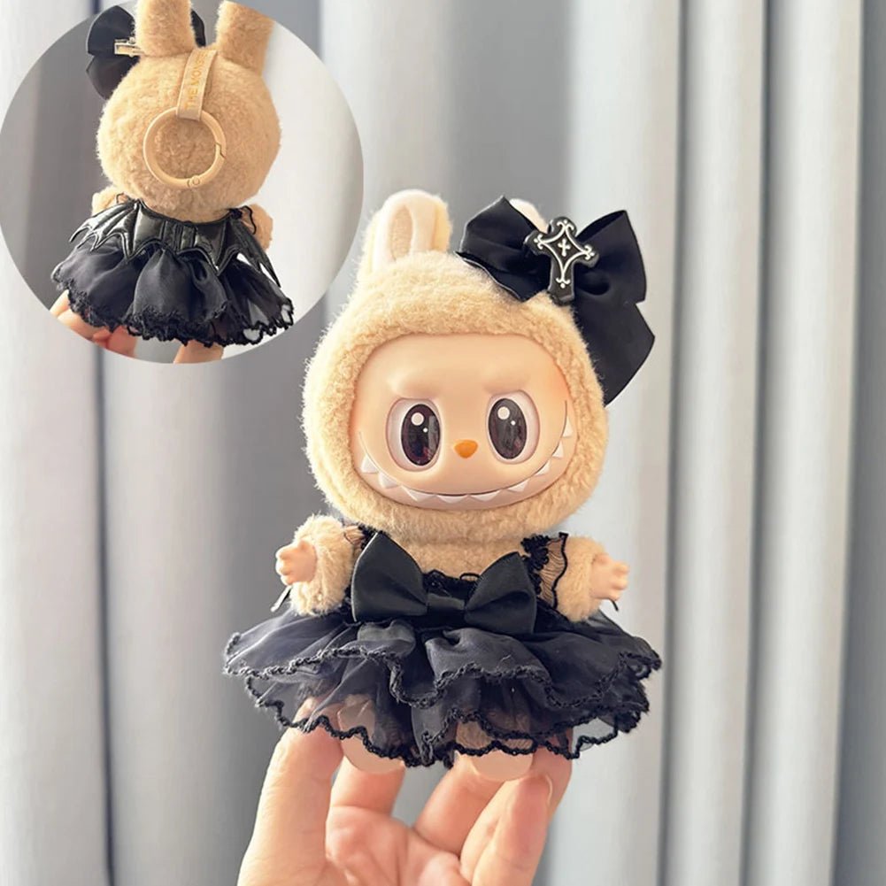 17cm Mini Plush Doll's Clothes Outfit Accessories for Korea Kpop Labubu Dolls Sit Party Overalls Clothing Gift （Only clothes） - SS69