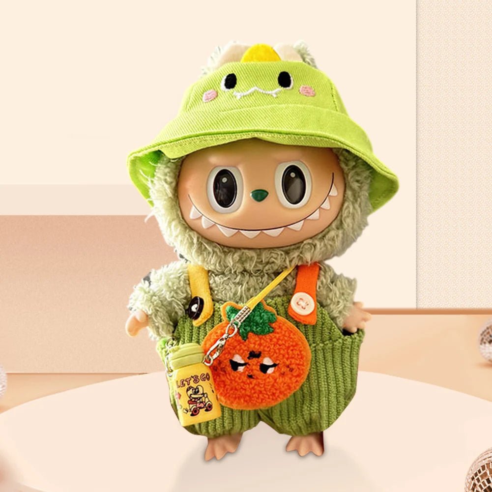 17cm Mini Plush Doll's Clothes Outfit Accessories for Korea Kpop Labubu Dolls Sit Party Overalls Clothing Gift （Only clothes） - SS69
