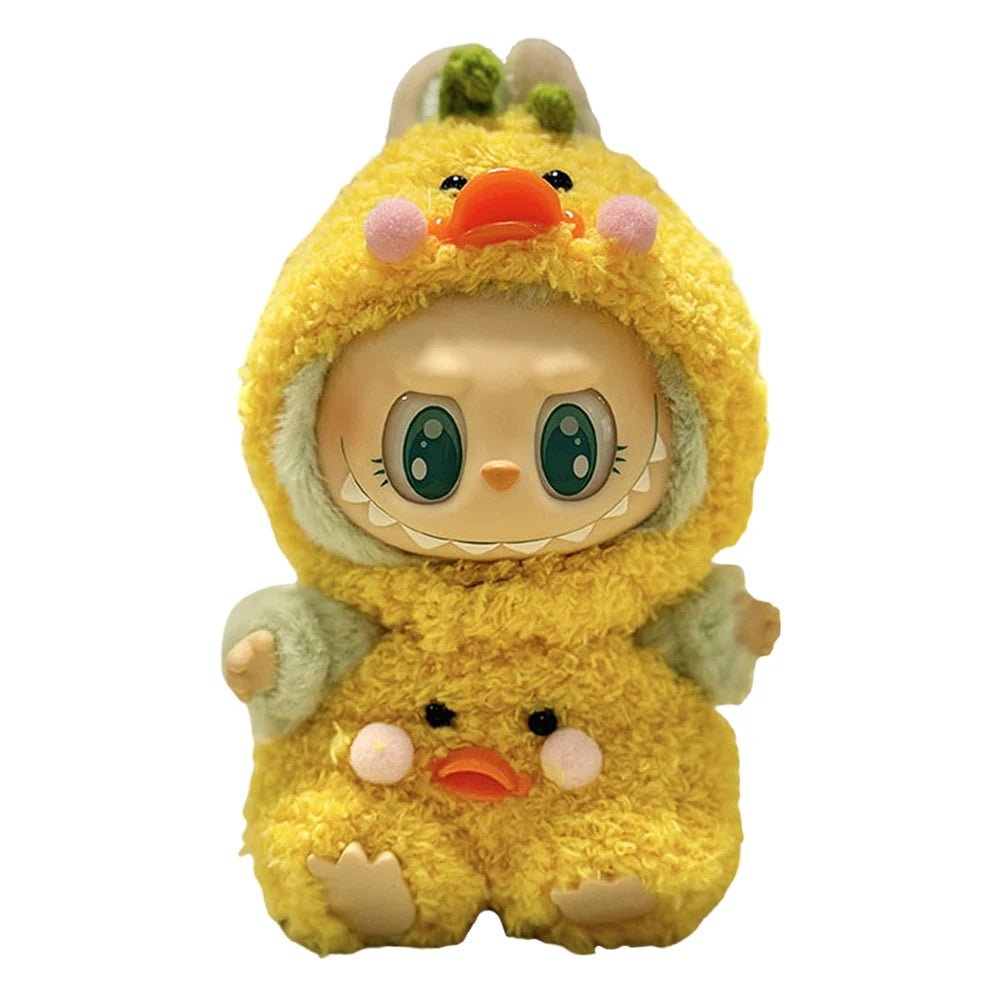 17cm Mini Plush Doll's Clothes Outfit Accessories for Korea Kpop Labubu Dolls Sit Party Overalls Clothing Gift （Only clothes） - SS69