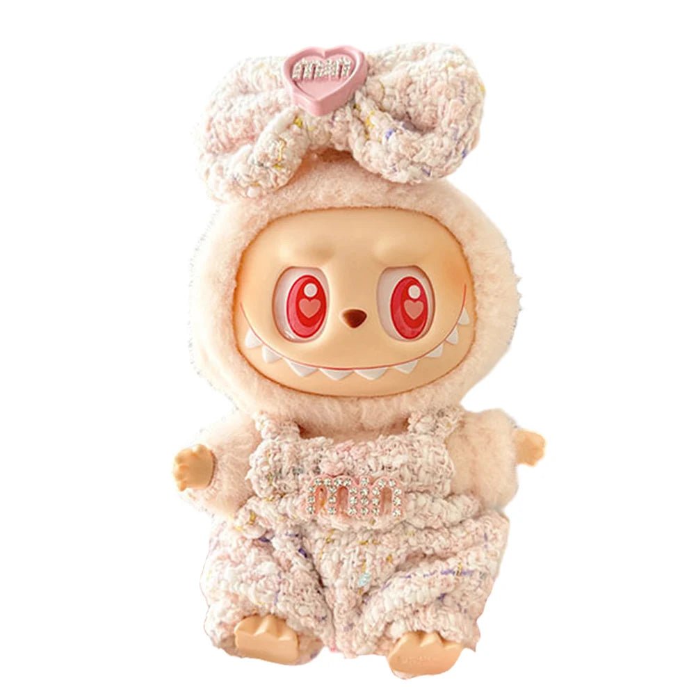 17cm Mini Plush Doll's Clothes Outfit Accessories for Korea Kpop Labubu Dolls Sit Party Overalls Clothing Gift （Only clothes） - SS69
