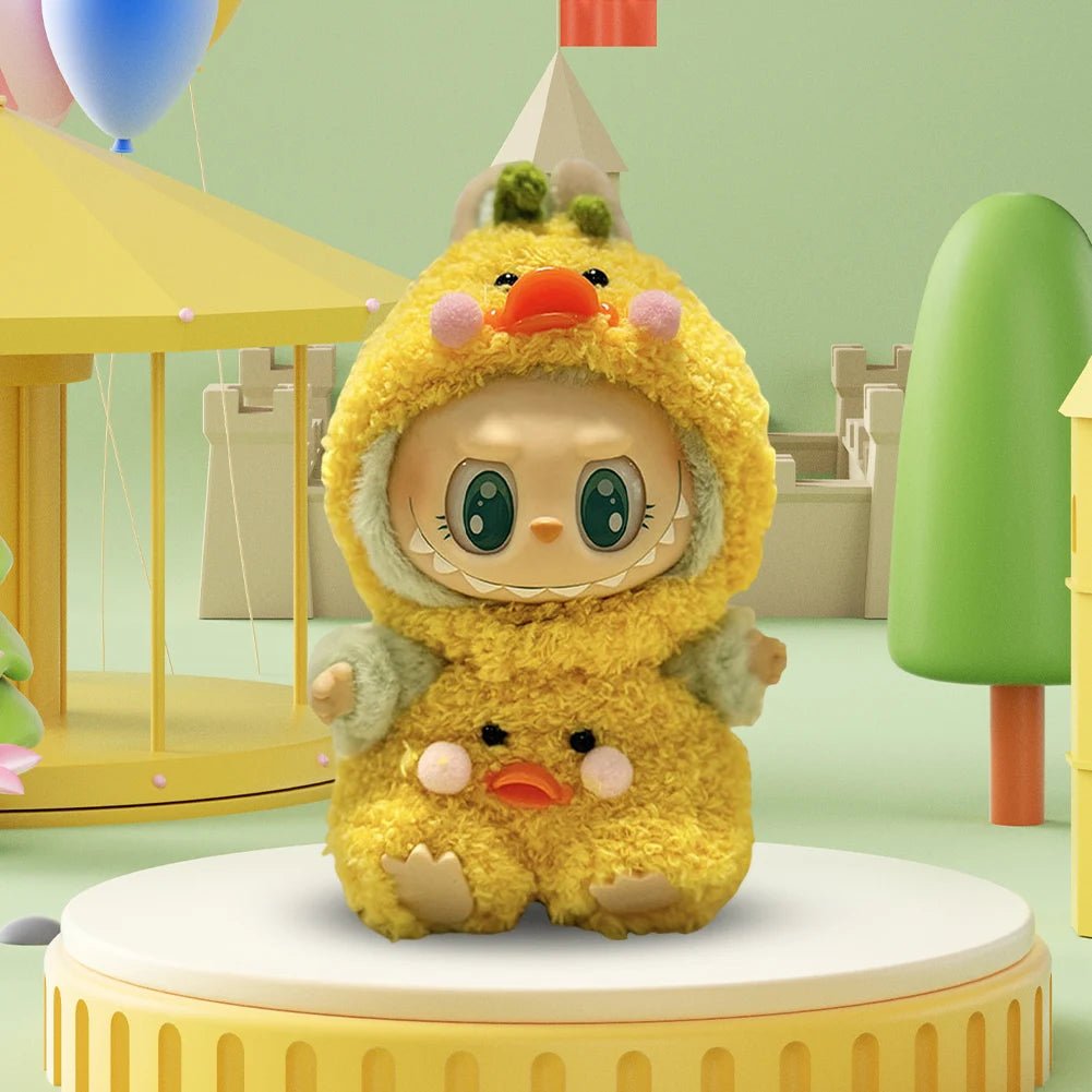 17cm Mini Plush Doll's Clothes Outfit Accessories for Korea Kpop Labubu Dolls Sit Party Overalls Clothing Gift （Only clothes） - SS69