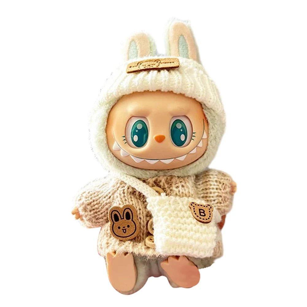 17cm Mini Plush Doll's Clothes Outfit Accessories for Korea Kpop Labubu Dolls Sit Party Overalls Clothing Gift （Only clothes） - SS69