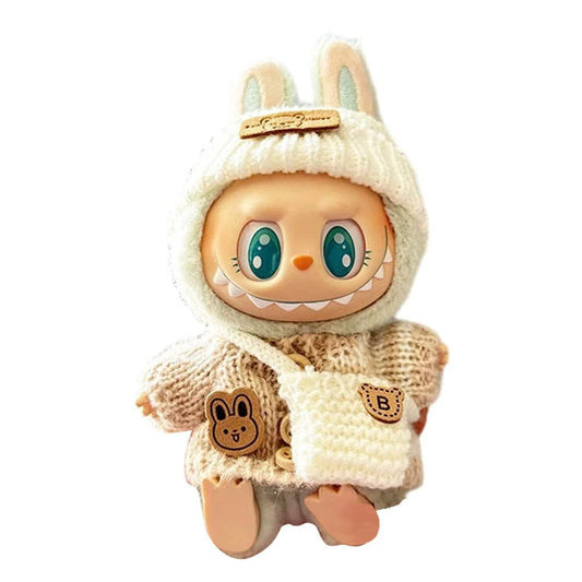 17cm Mini Plush Doll's Clothes Outfit Accessories for Korea Kpop Labubu Dolls Sit Party Overalls Clothing Gift （Only clothes） - SS69