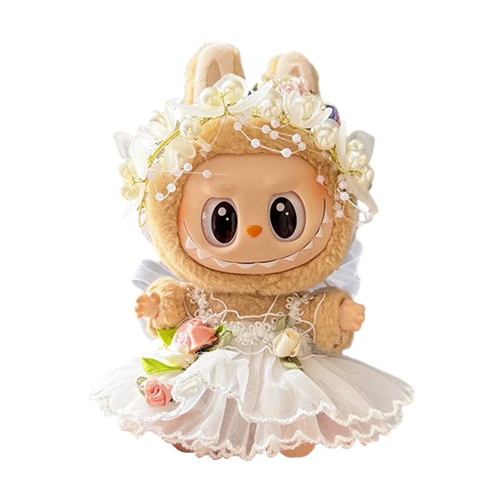 17cm Mini Plush Doll's Clothes Outfit Accessories for Korea Kpop Labubu Dolls Sit Party Overalls Clothing Gift （Only clothes） - SS69