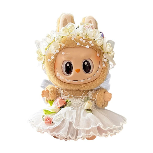 17cm Mini Plush Doll's Clothes Outfit Accessories for Korea Kpop Labubu Dolls Sit Party Overalls Clothing Gift （Only clothes） - SS69