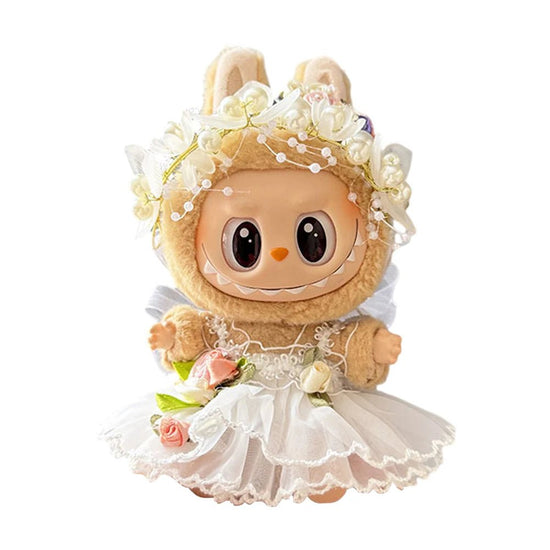 17cm Mini Plush Doll's Clothes Outfit Accessories for Korea Kpop Labubu Dolls Sit Party Overalls Clothing Gift （Only clothes） - SS69