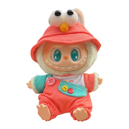 17cm Mini Plush Doll's Clothes Outfit Accessories for Korea Kpop Labubu Dolls Sit Party Overalls Clothing Gift （Only clothes） - SS69