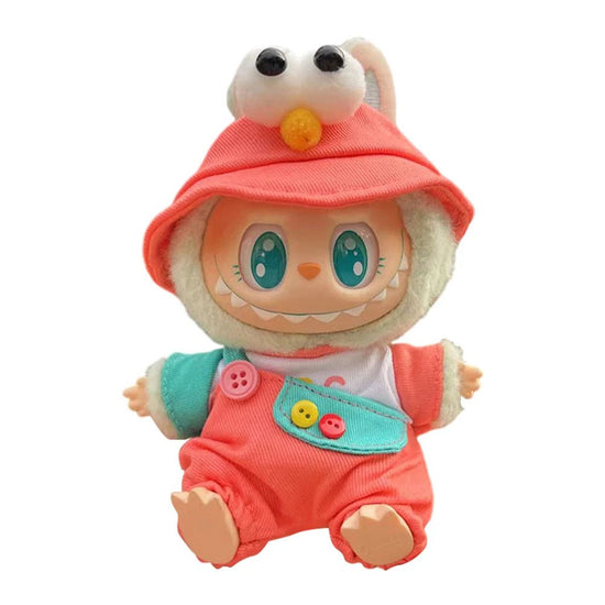 17cm Mini Plush Doll's Clothes Outfit Accessories for Korea Kpop Labubu Dolls Sit Party Overalls Clothing Gift （Only clothes） - SS69