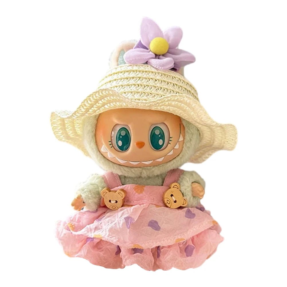 17cm Mini Plush Doll's Clothes Outfit Accessories for Korea Kpop Labubu Dolls Sit Party Overalls Clothing Gift （Only clothes） - SS69