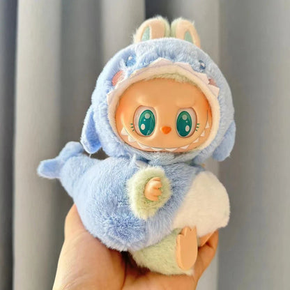 17cm Mini Plush Doll's Clothes Outfit Accessories for Korea Kpop Labubu Dolls Sit Party Overalls Clothing Gift （Only clothes） - SS69