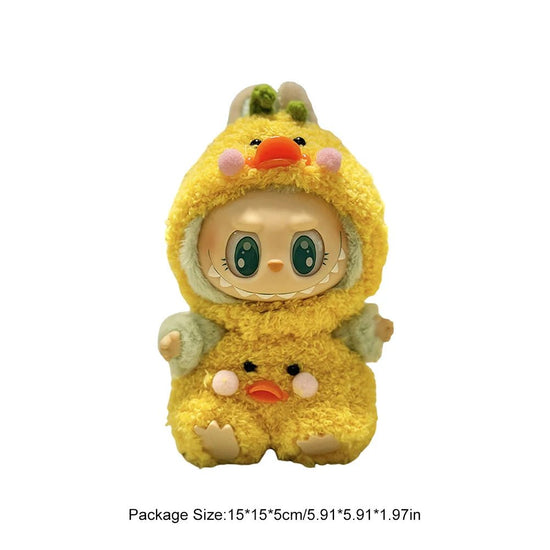 17cm Mini Plush Doll's Clothes Outfit Accessories for Korea Kpop Labubu Dolls Sit Party Overalls Clothing Gift （Only clothes） - SS69