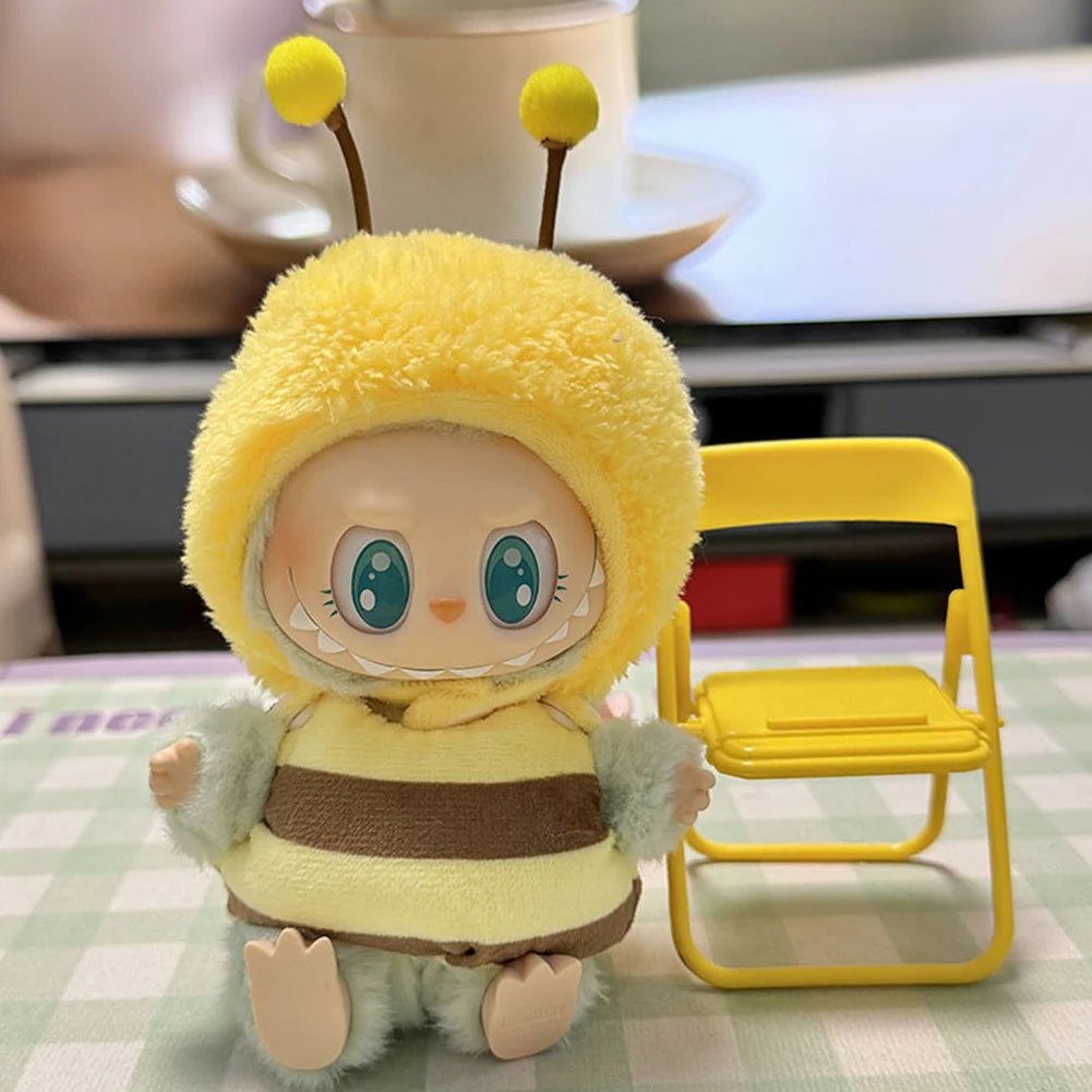 17cm Mini Plush Doll's Clothes Outfit Accessories for Korea Kpop Labubu Dolls Sit Party Overalls Clothing Gift （Only clothes） - SS69