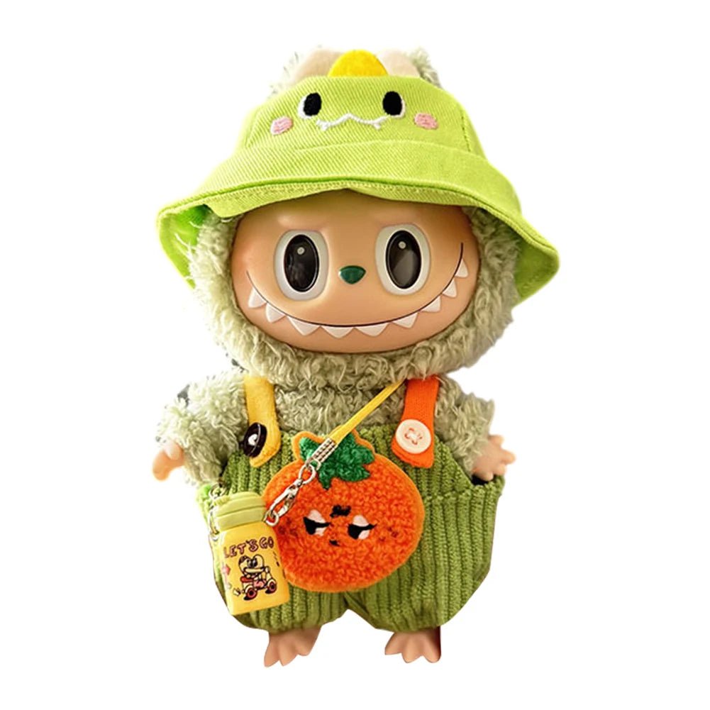 17cm Mini Plush Doll's Clothes Outfit Accessories for Korea Kpop Labubu Dolls Sit Party Overalls Clothing Gift （Only clothes） - SS69